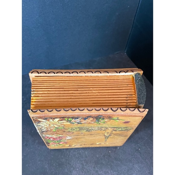 Vintage Ellmau Tirol Hand Painted Wooden Book Box Alpine Church Scene Austria - Picture 7 of 12